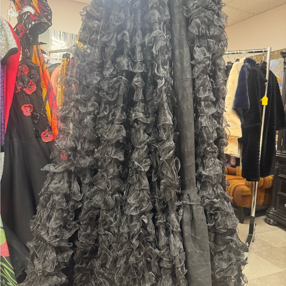 Elegant Black Ruffled Gown